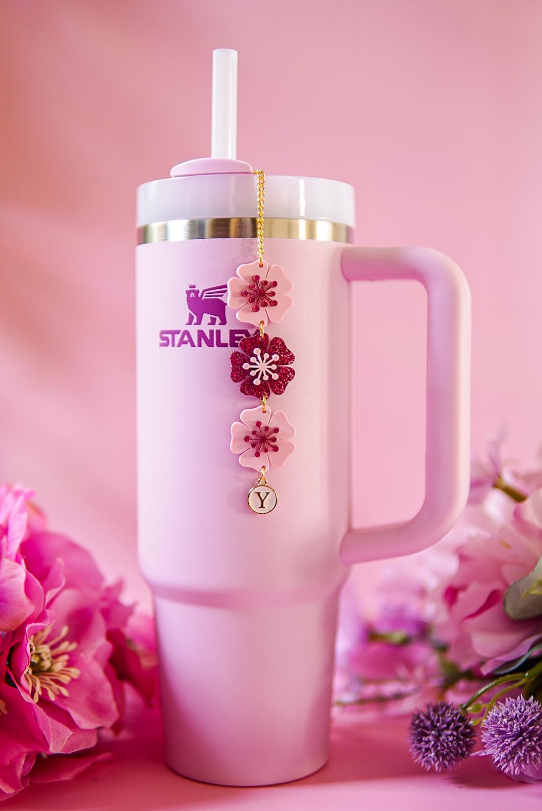Rose Initial Charm For Stanley Cup,Mini Rose Tumbler