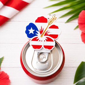 Patriotische Hibiscus Soda Dosenöffner Keychain | Nagelschoner Drink Tab Puller | 3D Gedruckt