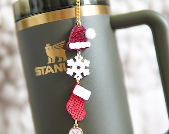 Santa's Stocking Stanley Charm: Acrylic Christmas Tumbler Accessory for Owala, Simple Modern, and Brumate