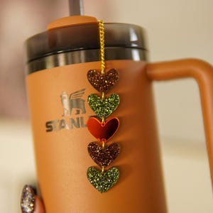 Camo Hearts Stanley Straw-bedel: brons glitter, jagersgroen en oranje