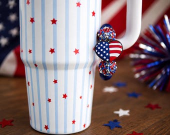 Braccialetto con manico a forma di cuore e bandiera americana: braccialetto patriottico, accessorio per borraccia.