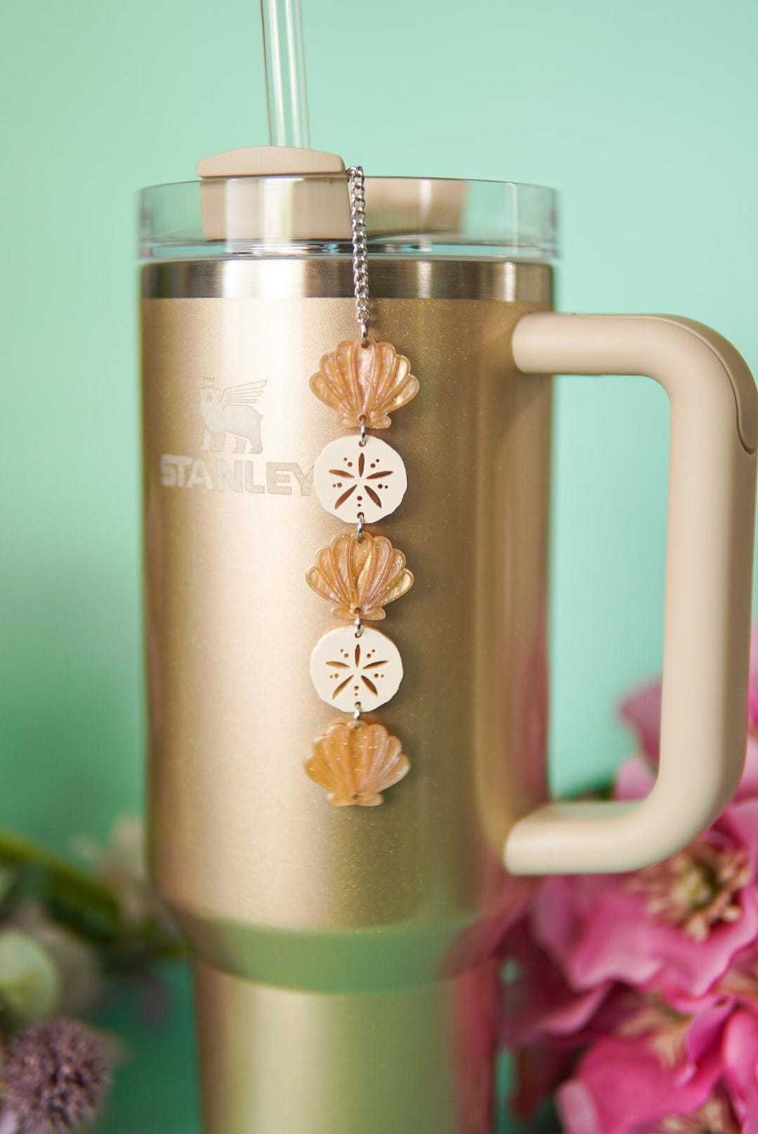 Stanely Shell Customizable Seaside Stanley Straw Charm: Clam Shell & Sand Dollar ...