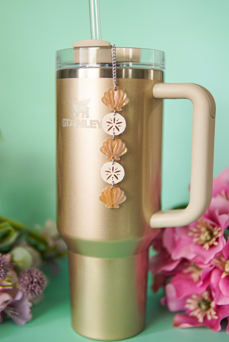 Stanely Shell Customizable Seaside Stanley Straw Charm: Clam Shell & Sand Dollar ...