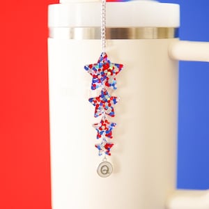 Iridescent Stars & Confetti Stanley Charm: 4th of July Tumbler Accessory