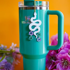 Snake Stanley Charm: Acrylic Snake & Flower Dangle