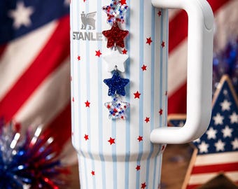 Patriotic Stars Stanley Charm: 4th of July Tumbler Accessory, acrylic water bottle accessories