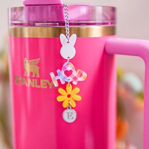 Personalized Bunny Stanley Straw Topper: Easter Spring Charm