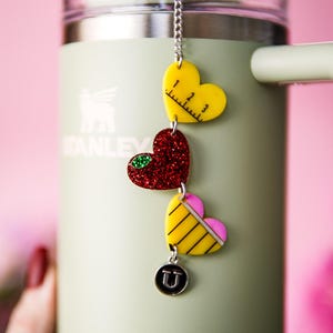 School Teacher Hearts Stanley Charm, Owala Charm, Stanley accessories, Tumbler charms, teacher appreciation charms