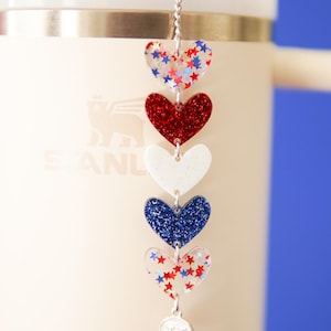 Americana Hearts Stanley Charm: 4th of July Tumbler Accessory