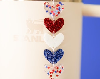 Lange Americana Hearts bekerbedel: 4 juli bekeraccessoire, acryl