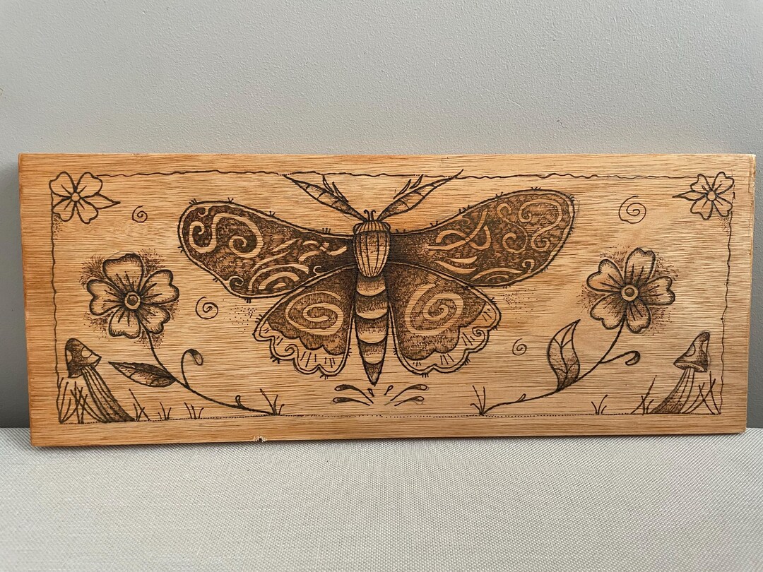 Handmade Wooden Art, a Beautiful Moth in Woodland, Pyrography - Etsy