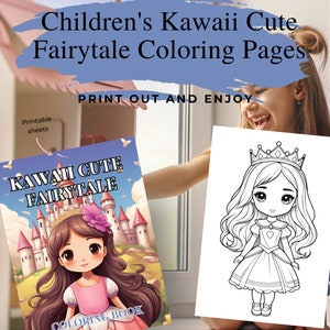 Kawaii Fairytale Coloring Book: Princesses, Unicorns, Mermaids (Digital Download)