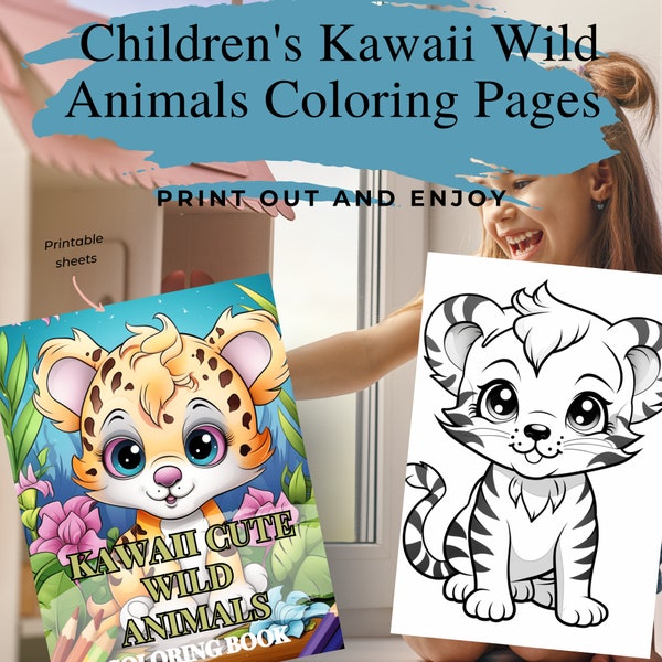 Kawaii Wild Animal Kingdom: Cute Drawing Coloring Book Pages with 52 Adorable Designs - Lions, Tigers, Giraffes, and Many More!