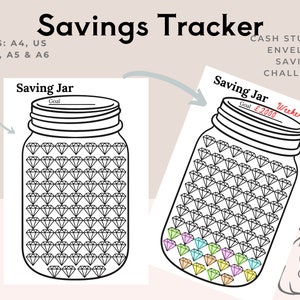 May include: Printable black and white saving jar tracker with a diamond pattern. The jar has a goal of $2,000 and the text "Weekend Away" is written on the jar. The image includes a money bag with a dollar sign.