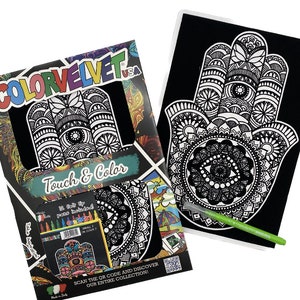 Velvet Coloring HAND of FATIMA - Colorvelvet-USA - Coloring Picture - Kids Crafts - Stress Management / 11.75&quot; x 8.25&quot; - Premium quality
