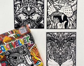 Velvet Coloring Art: Wild Felines Travel Pack with Markers