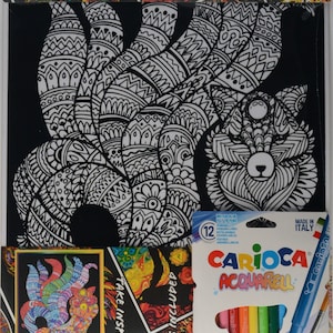 Desenho para colorir Velvet Fox 9-TAILS - Colorvelvet-USA - Desenho para colorir - Artesanato infantil - Gerenciamento de estresse / 18,5" x 13,75" - Qualidade premium