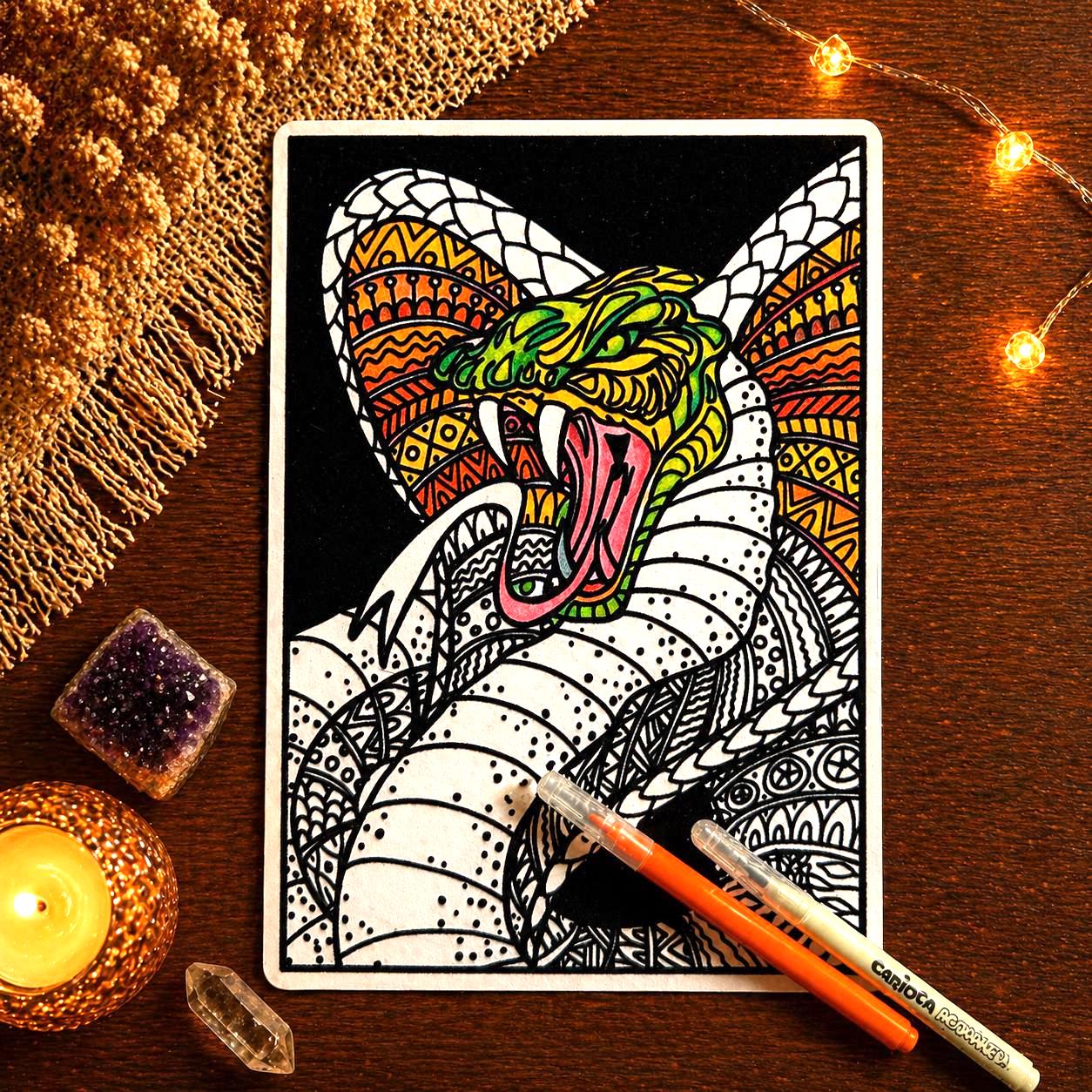 Velvet Cobra Coloring Picture: Kids Crafts, Stress Relief (11.75" x 8.25")