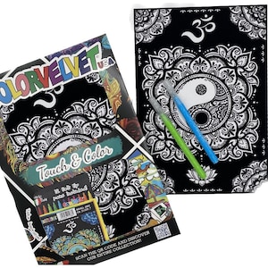 Velvet Colouring MANDALA - Colorvelvet-USA - Ausmalbild für Kinder und Erwachsene - Stressbewältigung / 30,5 x 21 cm - Premium Qualität