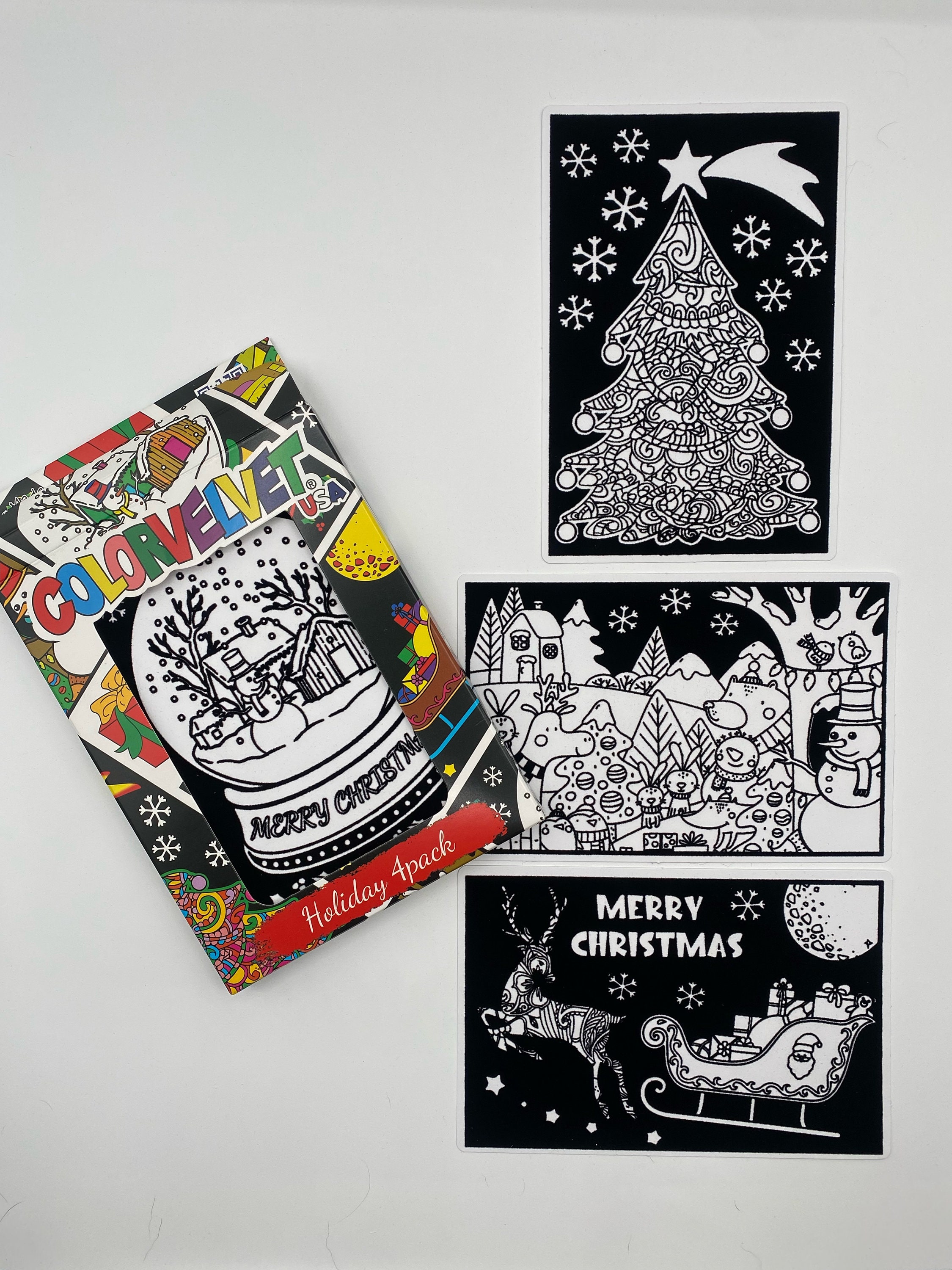 Velvet Christmas Coloring 4-Pack: Holiday Art with Markers