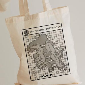 Cadeau sac fourre-tout en coton The Island Map Dharma Lost TV Show
