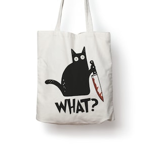 Schwarze Katze was? Lustiges Baumwolltaschen-Taschen-Geschenk