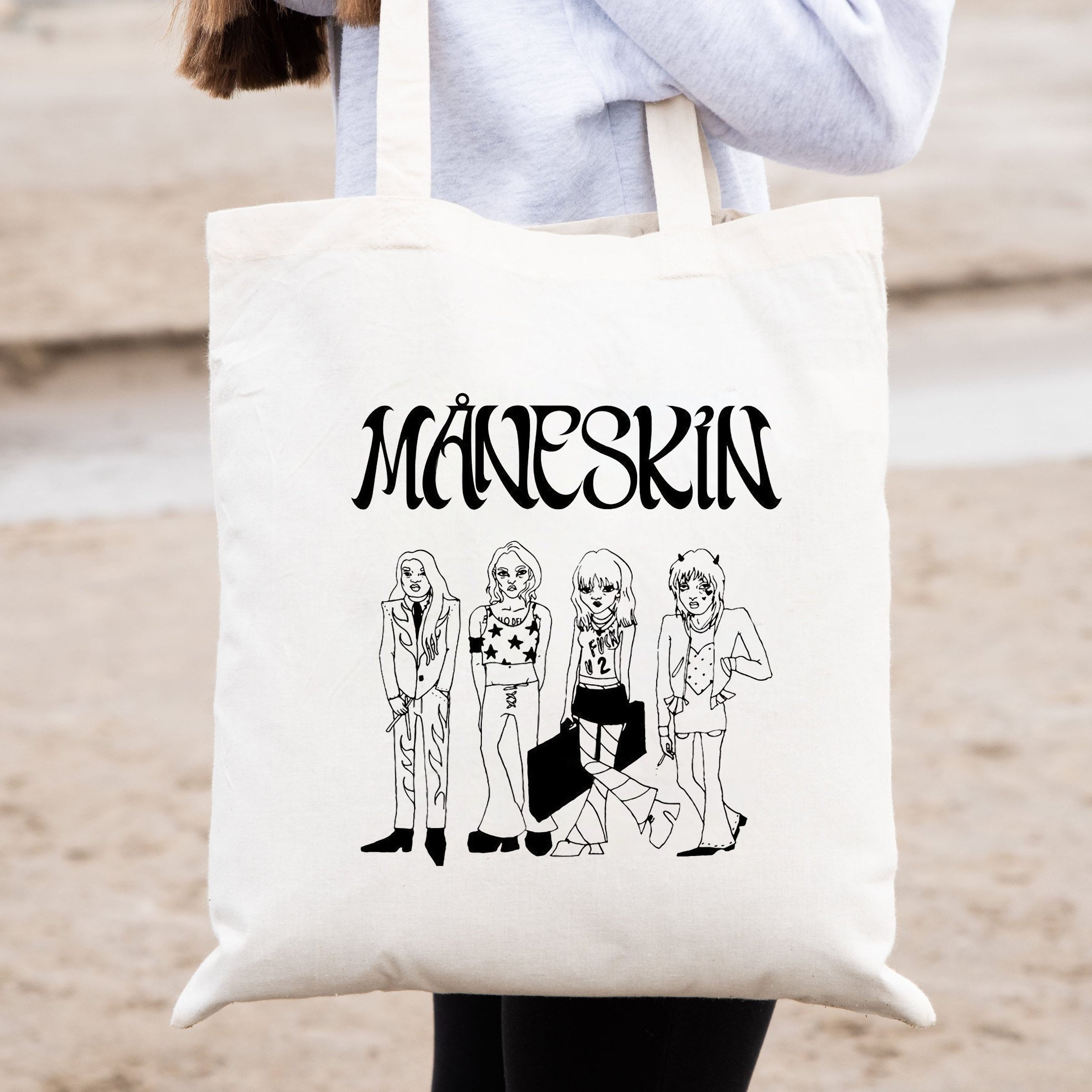 Maneskin Drawing Line Art Cotton Tote Bag Gift - Etsy