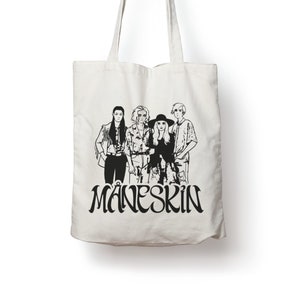 Cadeau sac fourre-tout en coton noir à dessin Maneskin