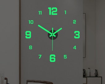 Creative and Minimalist Luminous Digital Clock, European Style Diy Silent Wall Clock Without Punching, Wall Sticker Clock