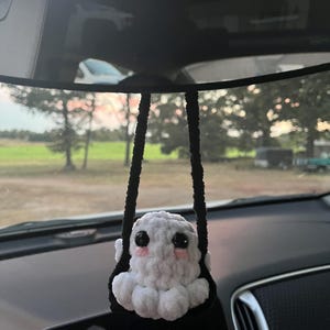 Dancing Bear Car Mirror Hanging Accessory, Crochet Animals Rear View Mirror Accessory, Cute Car Accessories, Anime Interior Car Accessory - UK