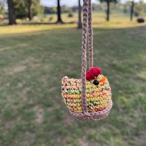 Crochet Chicken Swing: Handmade Car Mirror Hanger