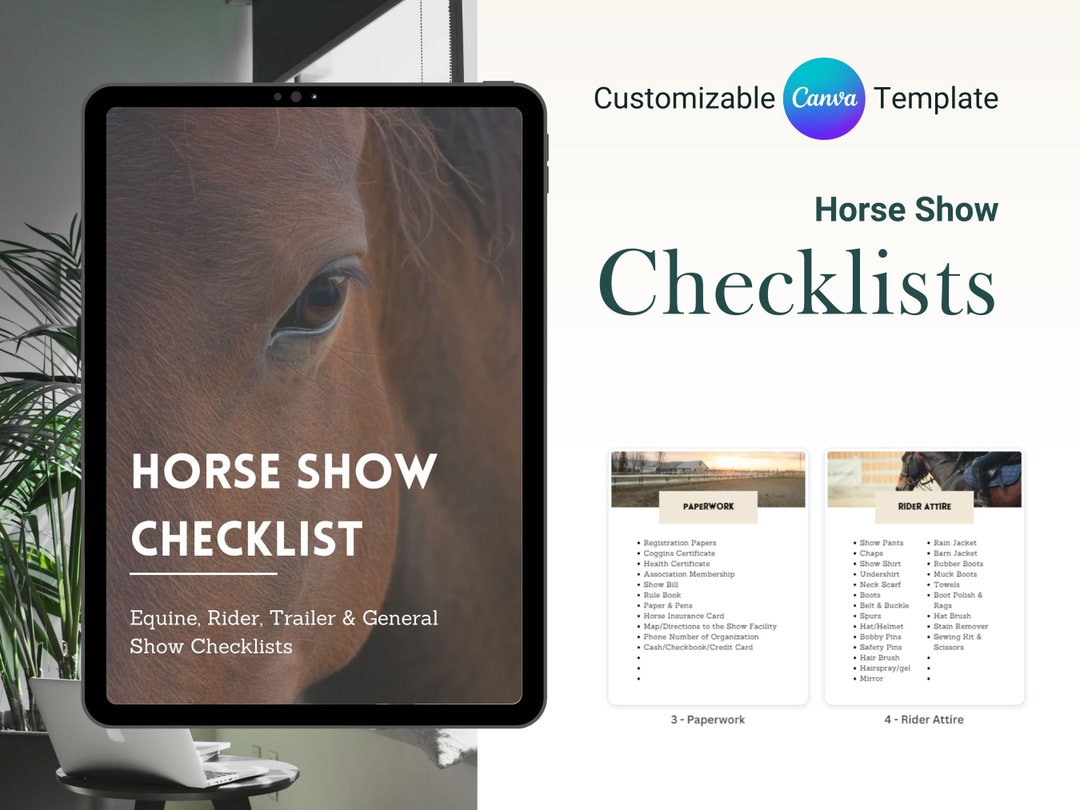 Editable Horse Show Checklists Rider Equine Trailer & Etsy