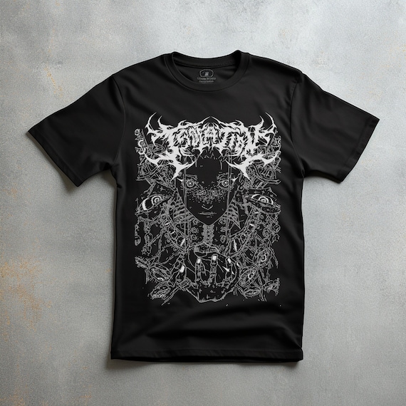 ★BADBLOOD★ Dark Classic Stripe T-Shirt Charcoal Black Renaissance Label - Classic Black Crew Neck T-Shirt