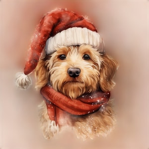 Goldendoodle Gifts Digital Clip Art Festive Pup in Santa Hat Celebrate the Season with Adorable Christmas Canines for Cards, Mugs, Shirts