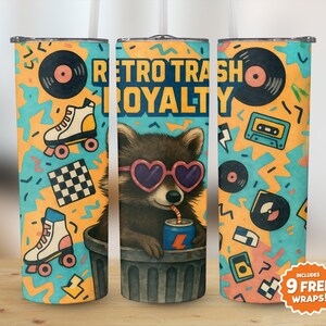 Retro Waschbär Becher Design, digitaler Download, Trash Royalty, 90er Jahre Vibes, lustige Tierkunst, sofortiger Zugang, Sublimation, druckbares Design