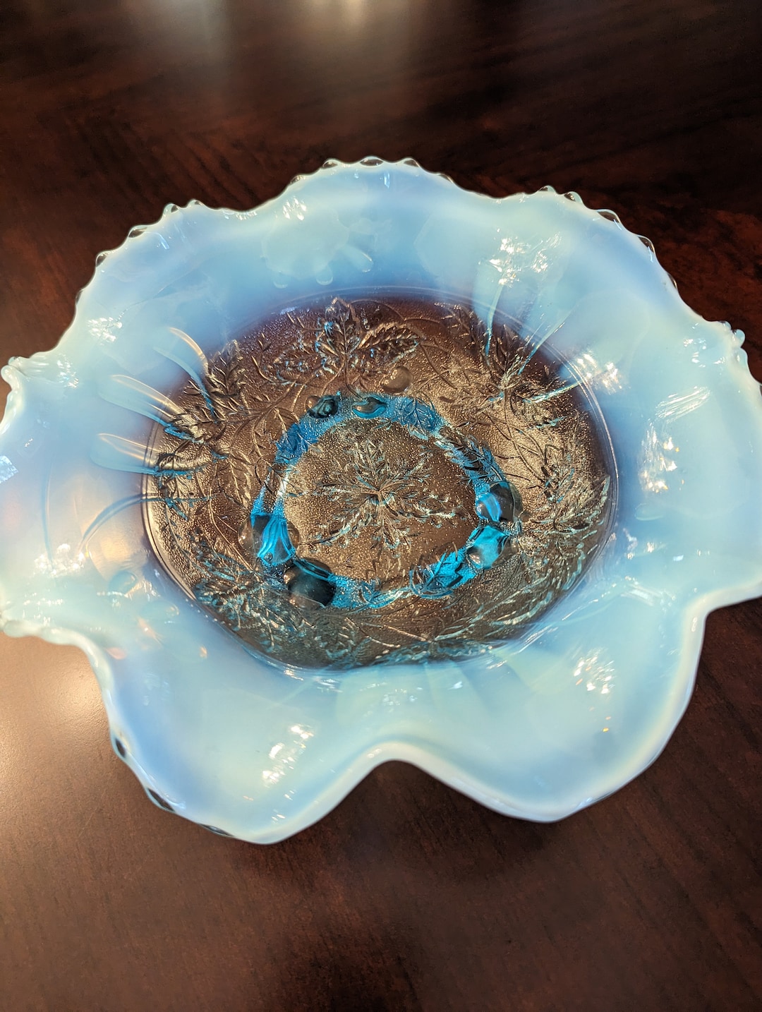 Rare Antique Northwood Three Fruits With Meander Bowl in Blue Etsy