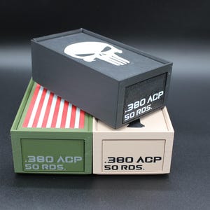 380 ACP - Stackable 3D Printed Ammo Storage Box for Ammo Organization and Easy Access