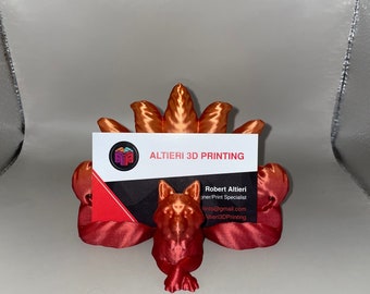 Kitsune Fox Business Card Stand Holder - 3D Printed - Office Decor - Organization - Fantasy