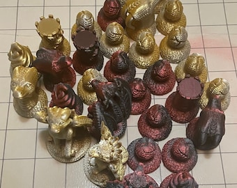 Drachen Schach Set 3D Gedruckt - Custom Designed - Einzigartig - Brettspiele - Strategiespiel