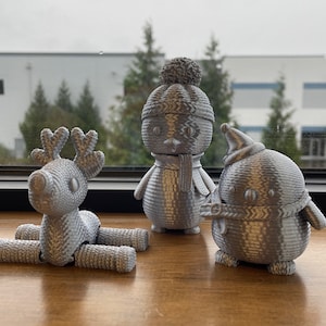 Christmas Figures - Penguins - Reindeer - Crochet - Flexi - Figurines - Decor - 3D Printed