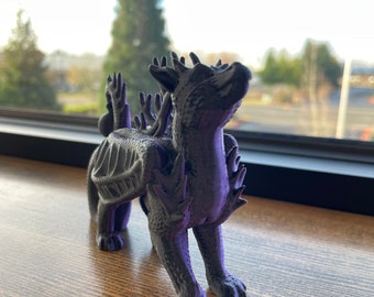 Reindeer Dragon Themed Christmas Tree Ornament - Figurine - Figure - 3D Printed Holiday Decorations - Holiday Gift - Unique Decor - 3D Print