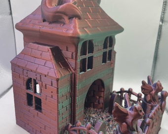 3D Printed Haunted House Dice Tower: Spooky Tabletop RPG Decoration