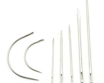 7PCS Sewing Needle Upholstery Carpet Leather Canvas Repair Curved DIY Leather Hand Sewing Stainless Steel Pin Stitch Needle Kit
