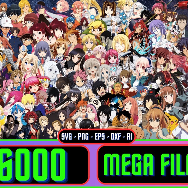 6000+ Anime SVG, Bts SVG, Anime Cut file, Pokemon Svg, Anime Clipart, Anime Bundle, Anime Silhouette, Anime PNG