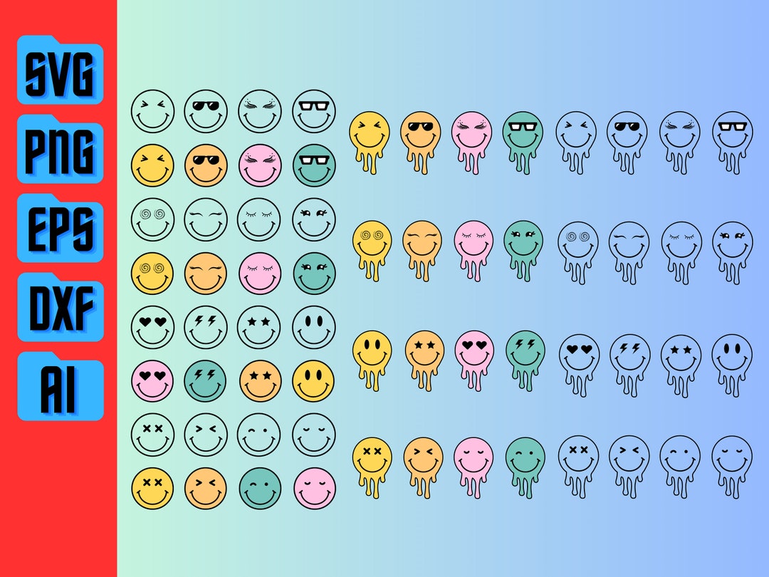 Smiley Face Svg Smiley Face Png Drippy Smiley Svg Happy - Etsy Australia