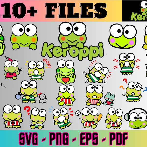 Kawaii kitty svg, Cat svg, S-nrio M-lody Stickers , K-roppi Svg, Frog Clipart , Frog svg bundle