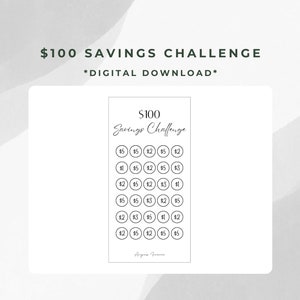 100 Dollar Printable Savings Challenge | Digital Download PDF | A6 Size