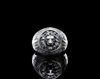 Sterling Silver King Lion Ring,Lion 925 Silver Animal Ring, Handmade Ring,King Lion Gift Ring