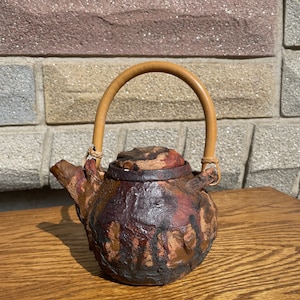 Gas Fired Stoneware (Brutalist) Teapot with Bamboo Handle