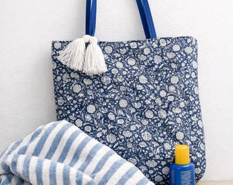 Navy Coastal Design  Beach Bag